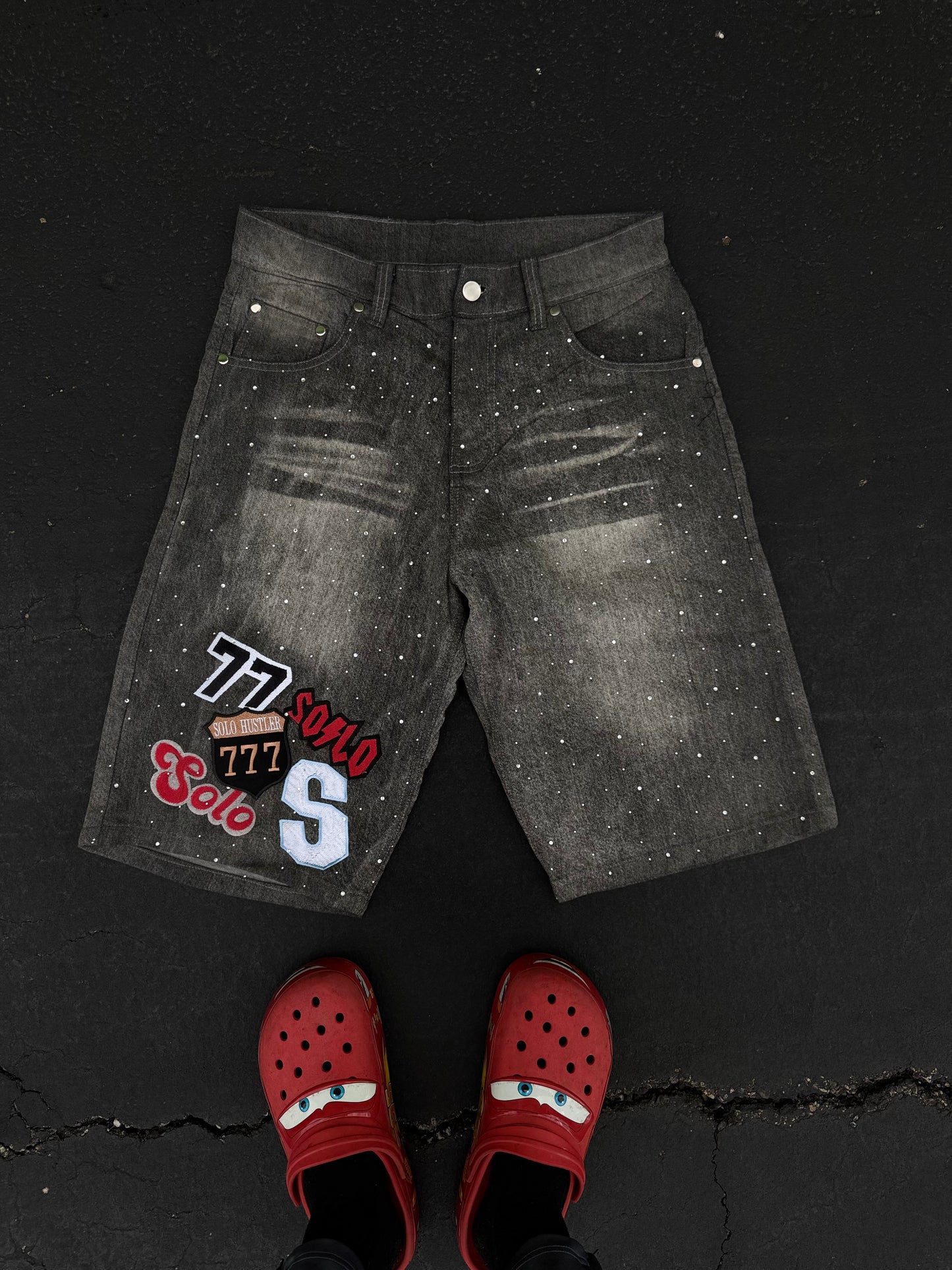 Denim Jorts with Rhinestones.